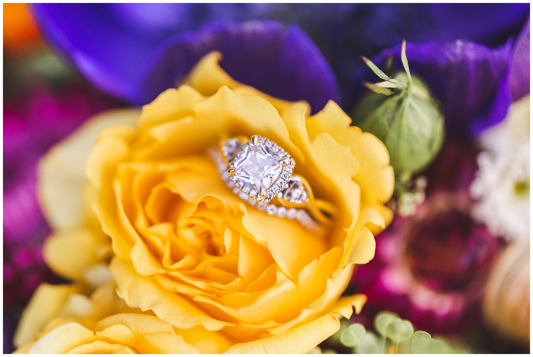Wedding ring in yellow rose