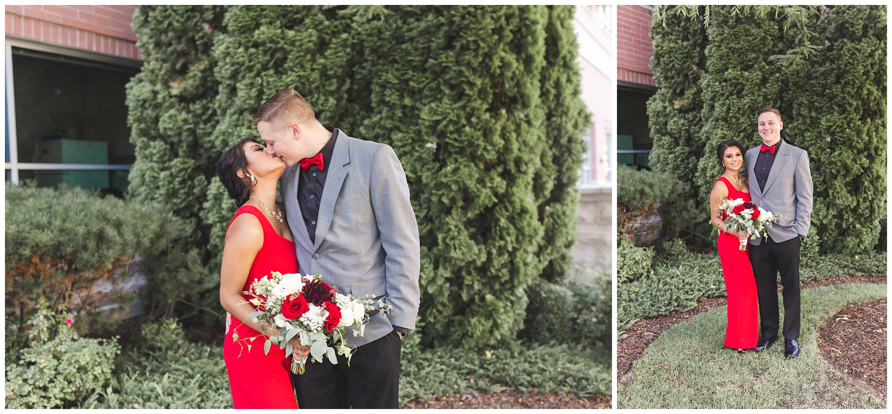groom and bride kissing Courthouse wedding in Boise, Idaho