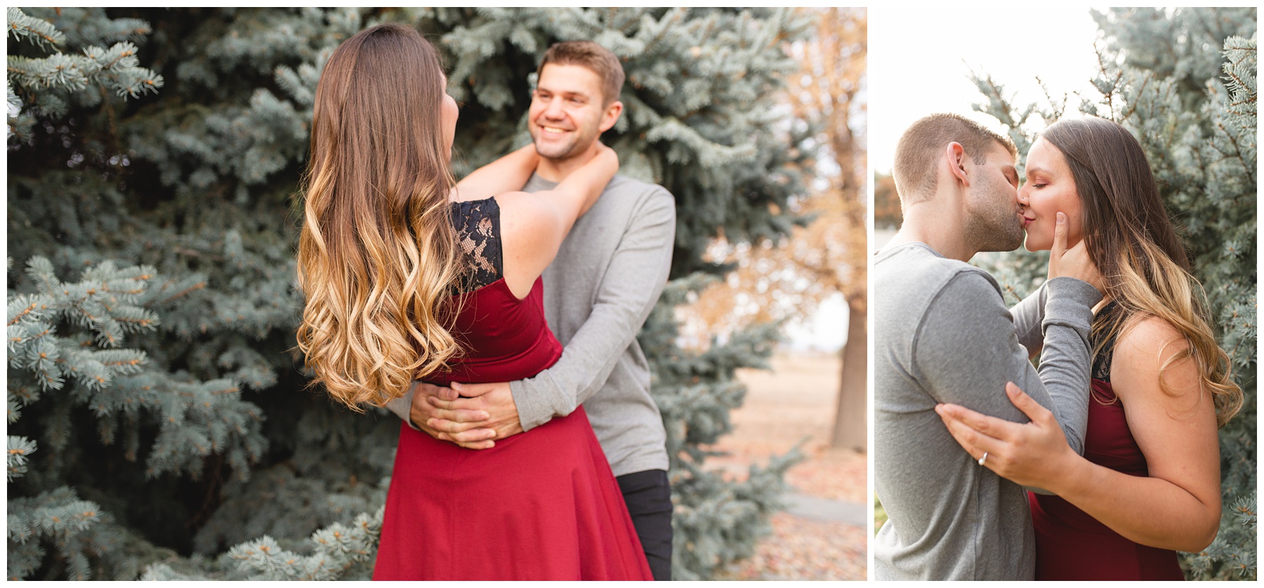 Natural light couples session Couple dancing and kissing in Meridian Idaho photographed by Miranda Renee