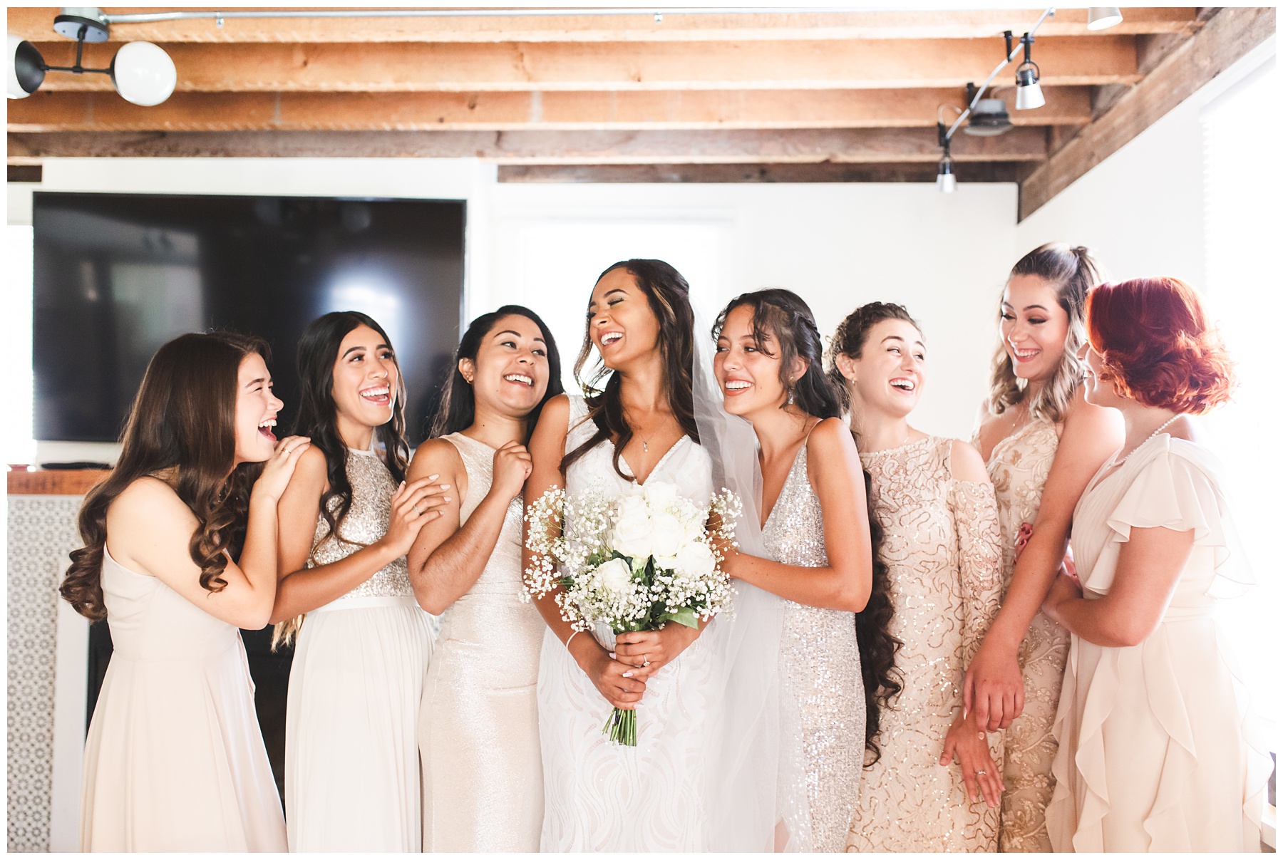 Smiling and laughing bride and bridesmaids inspiration for your wedding