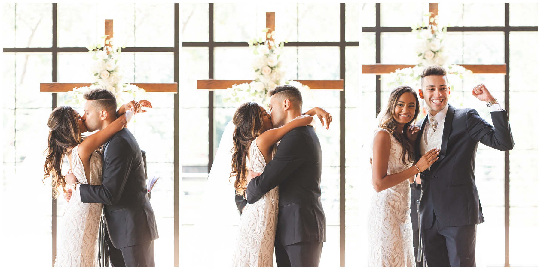 first kiss as husband and wife Miranda Renee Photography caldwell. high-end luxury wedding