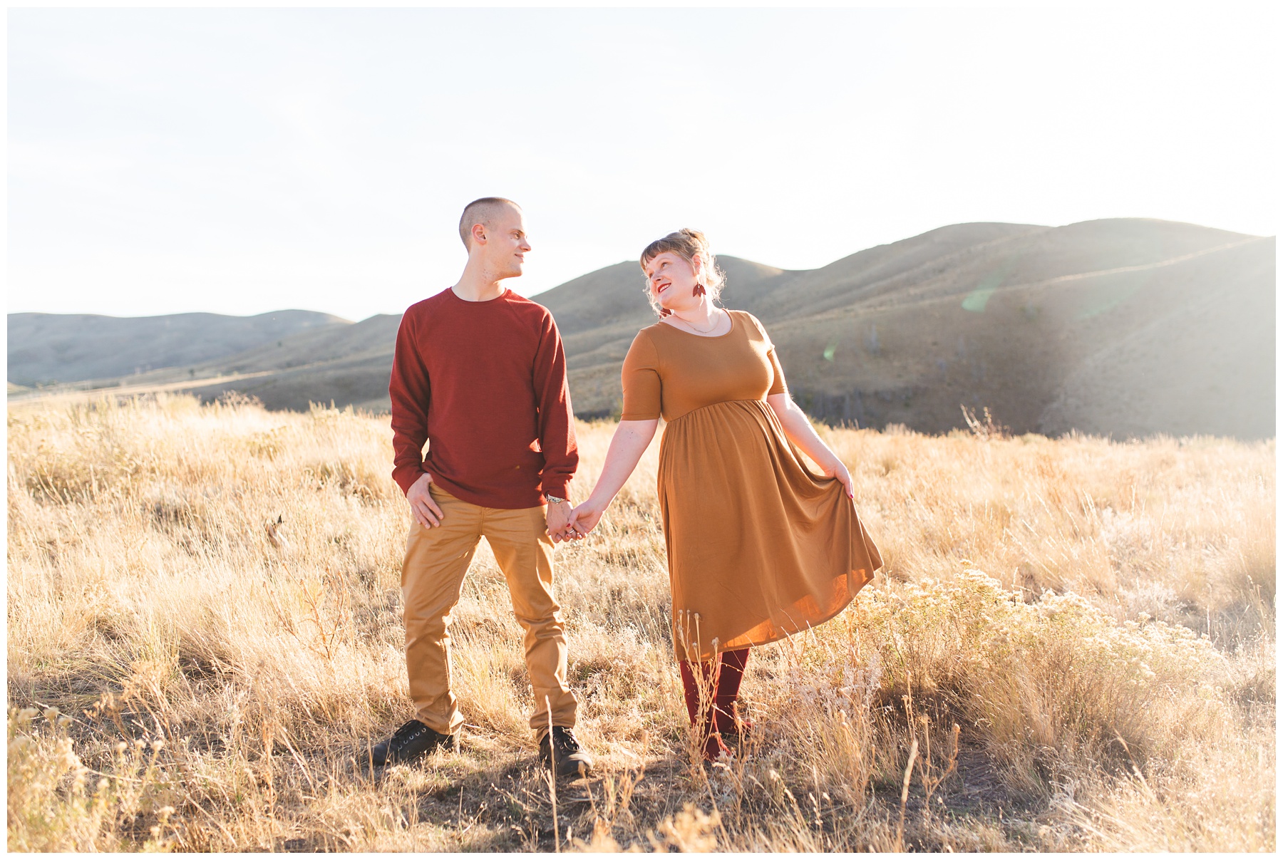 smiling couple natural light photography Boise Idaho. Sunset Family Pictures