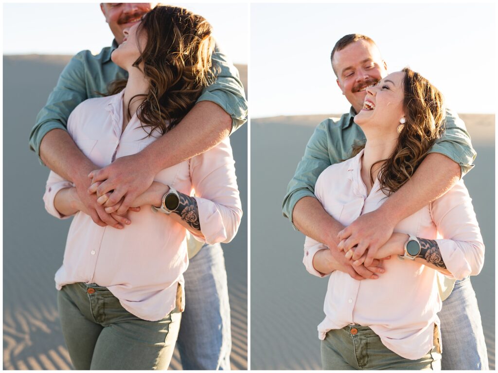 laughing and hugging sunset photography candid family photo session