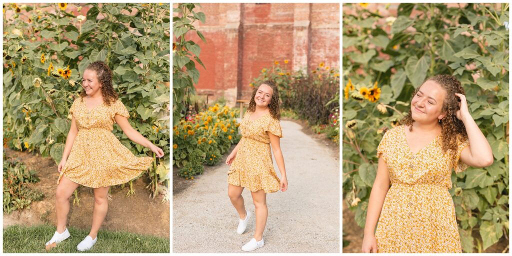 Sunset Senior Pictures in a sunflower field in Boise Idaho MIranda Renee Photography