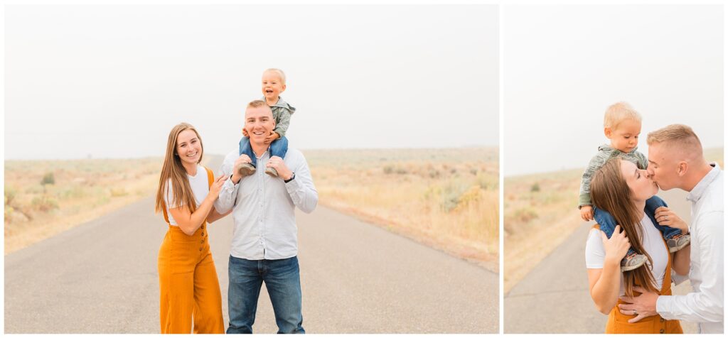 Family Photo Session toddler on shoulders in Boise Idaho Miranda Renee Photography