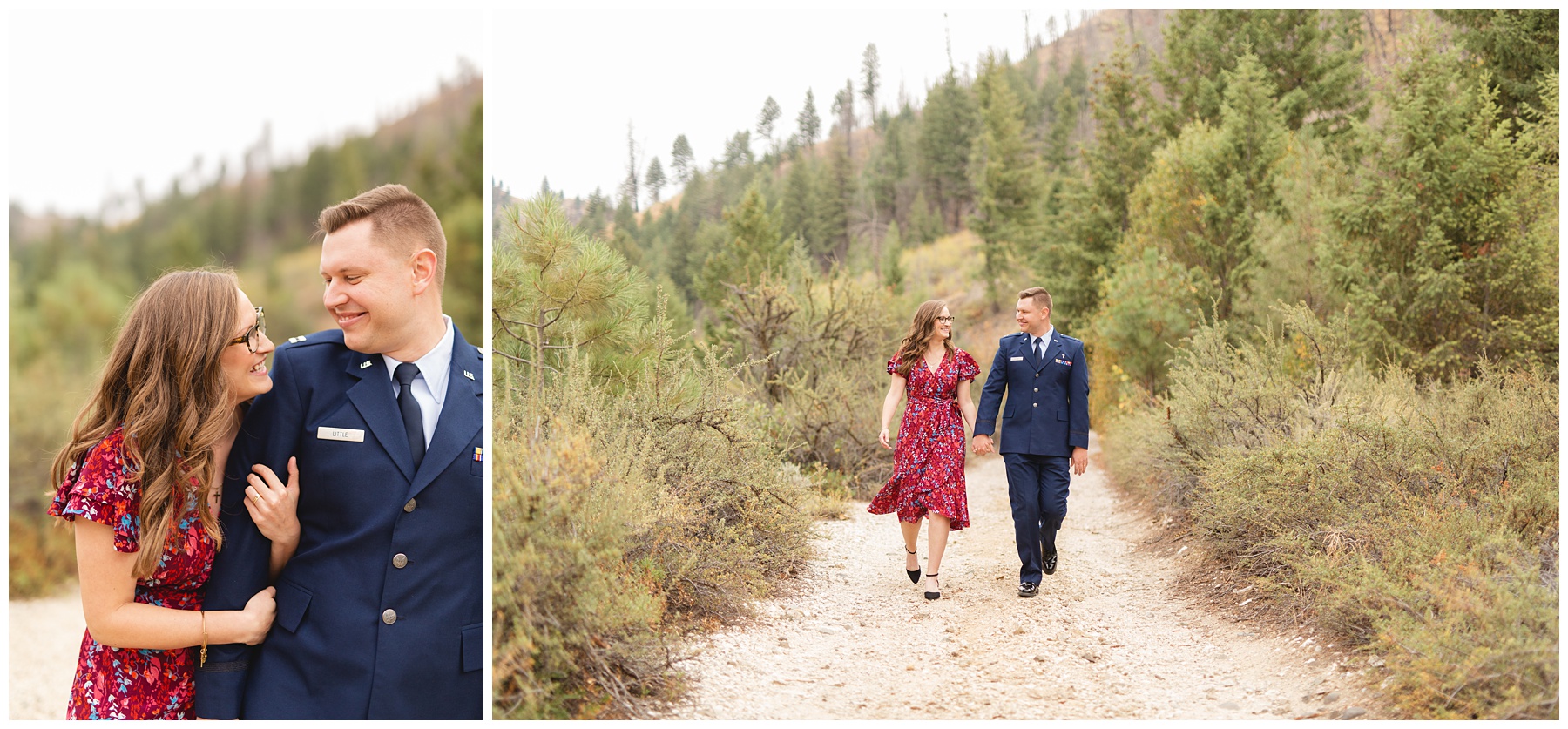Boise Photo Session man in air force blues woman in burgundy dress in idaho