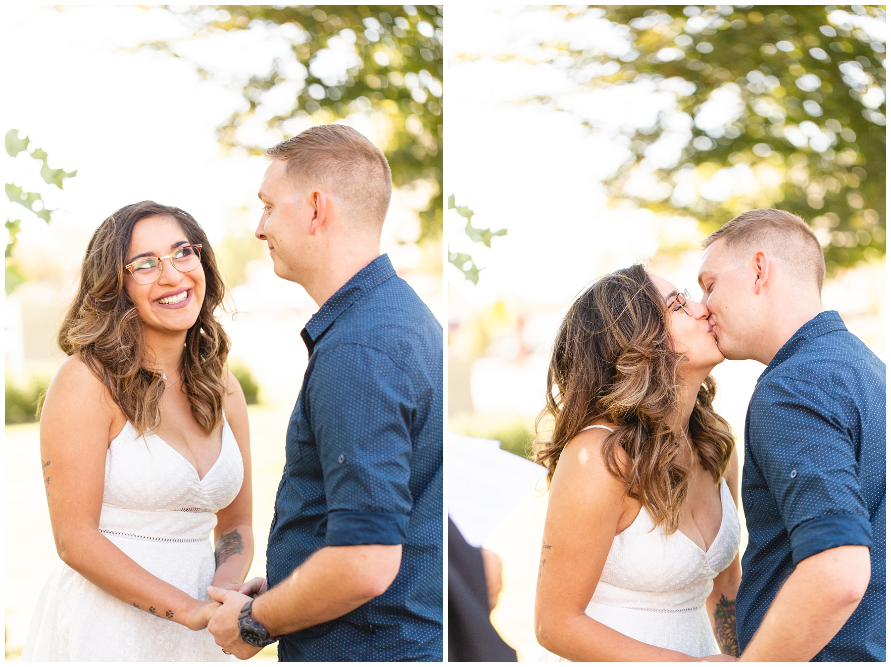 first kiss as mr and mrs in Boise Idaho photo by Miranda Renee Photography