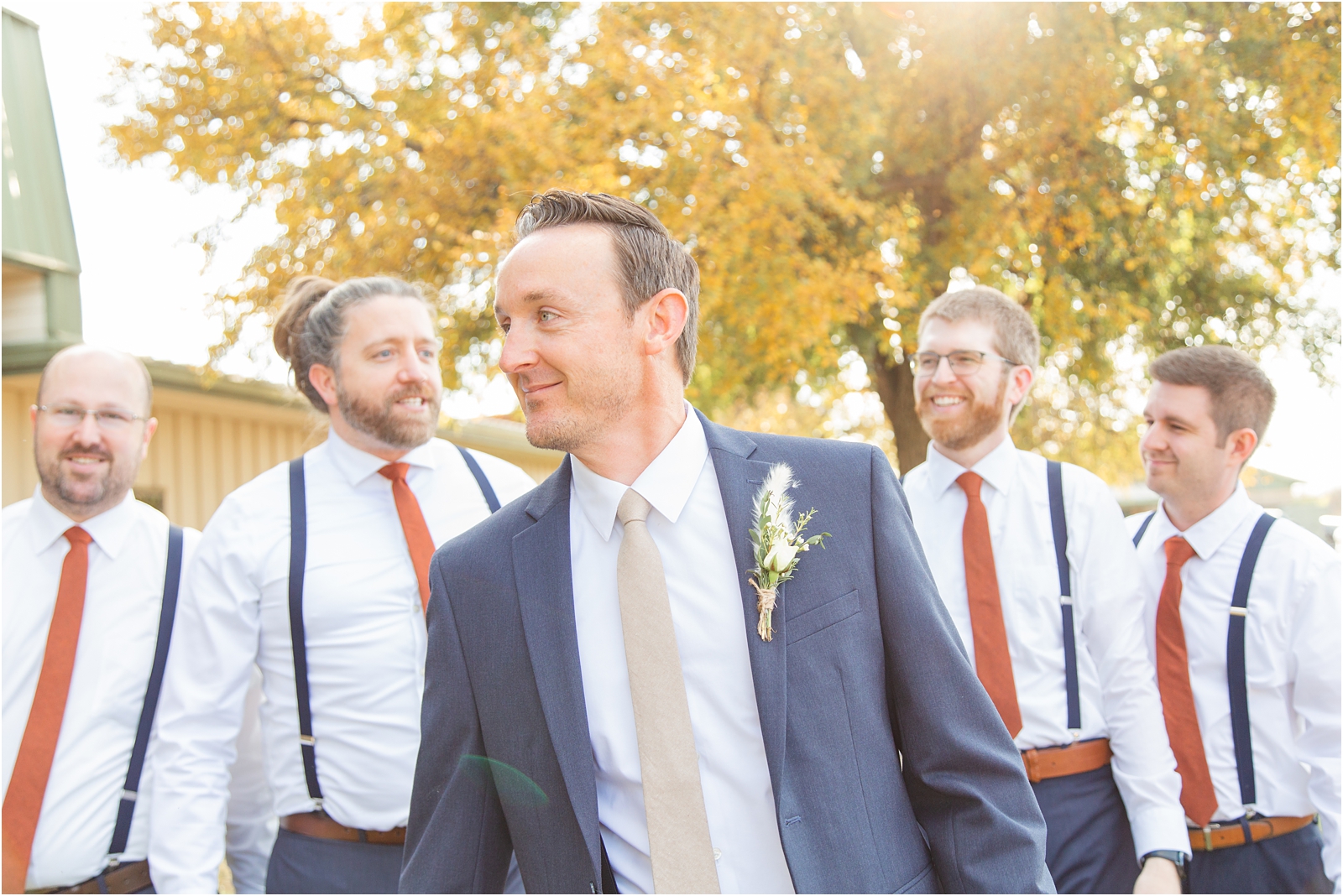 groom smiling at his groomsmen Destination Wedding - TX