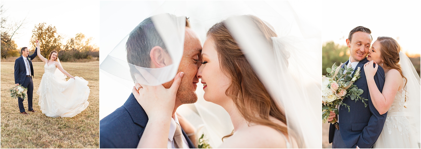 bride and groom dancing, kissing under veil, and cuddling close. Destination Wedding - TX