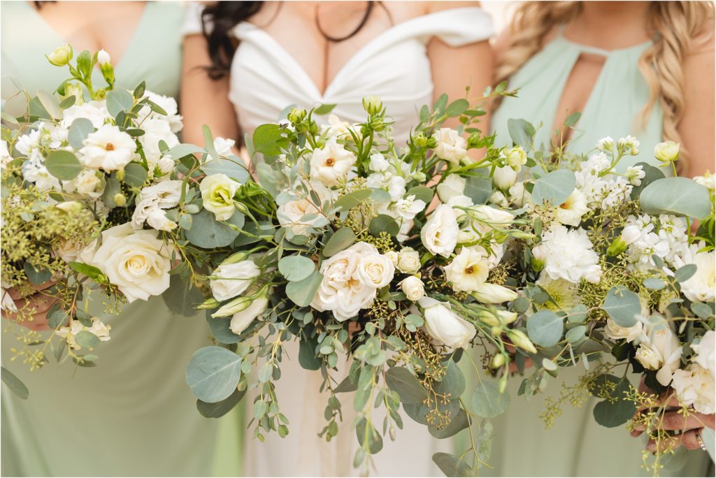 sage and ivory wedding colors and flowers Wedding at Redfish Lake Lodge