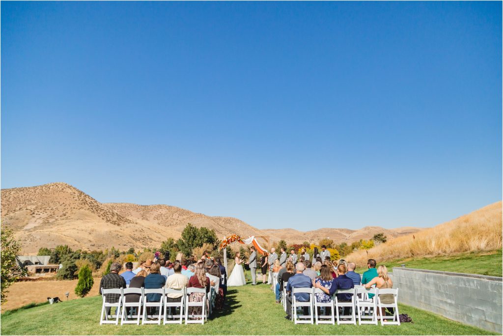 outdoor fall wedding at stone crossing in boise idaho