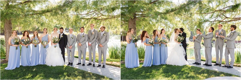 light gray and baby blue wedding party colors