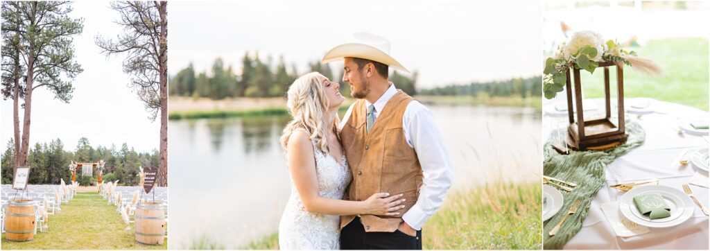 wedding couple in the summer with an outdoor wedding