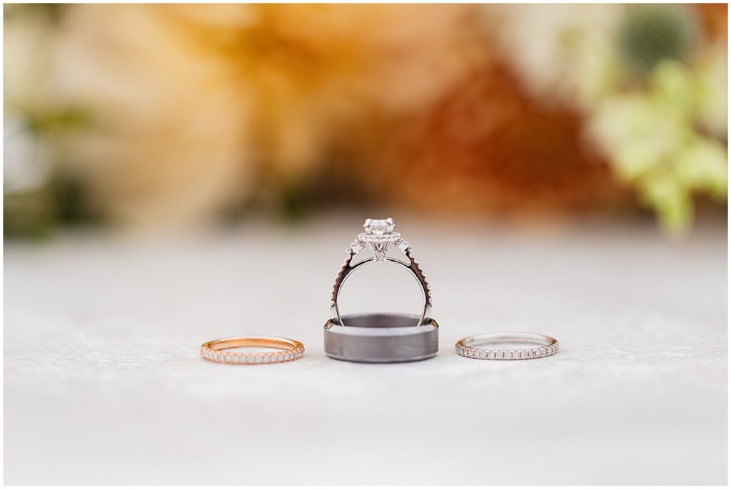 silver and rose gold wedding rings