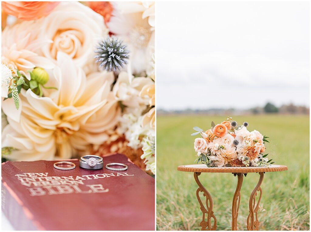 peach and ivory wedding bouquet in Idaho