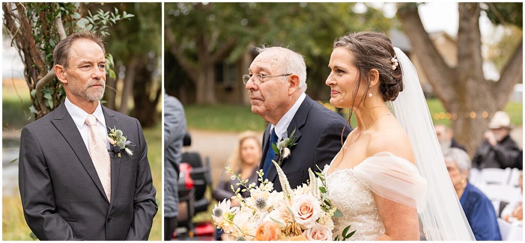 bride walking down aisle with her dad