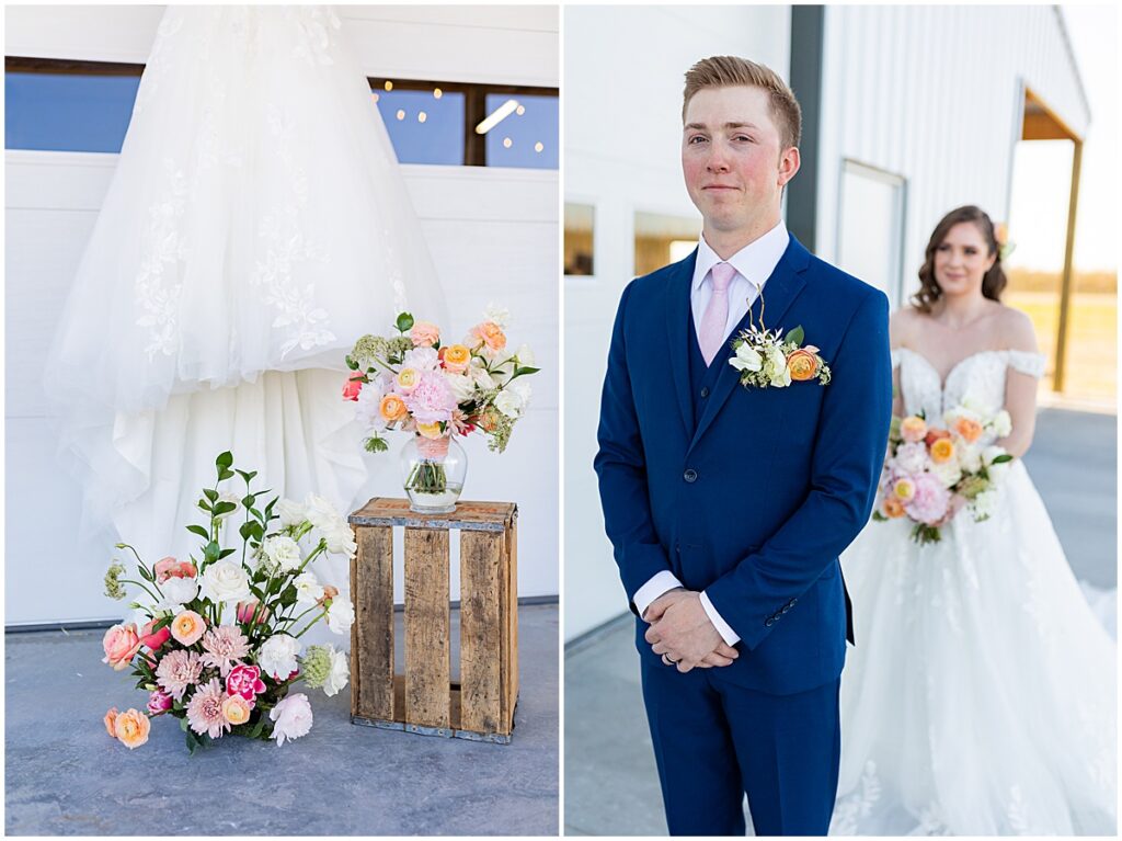 bride and groom first look