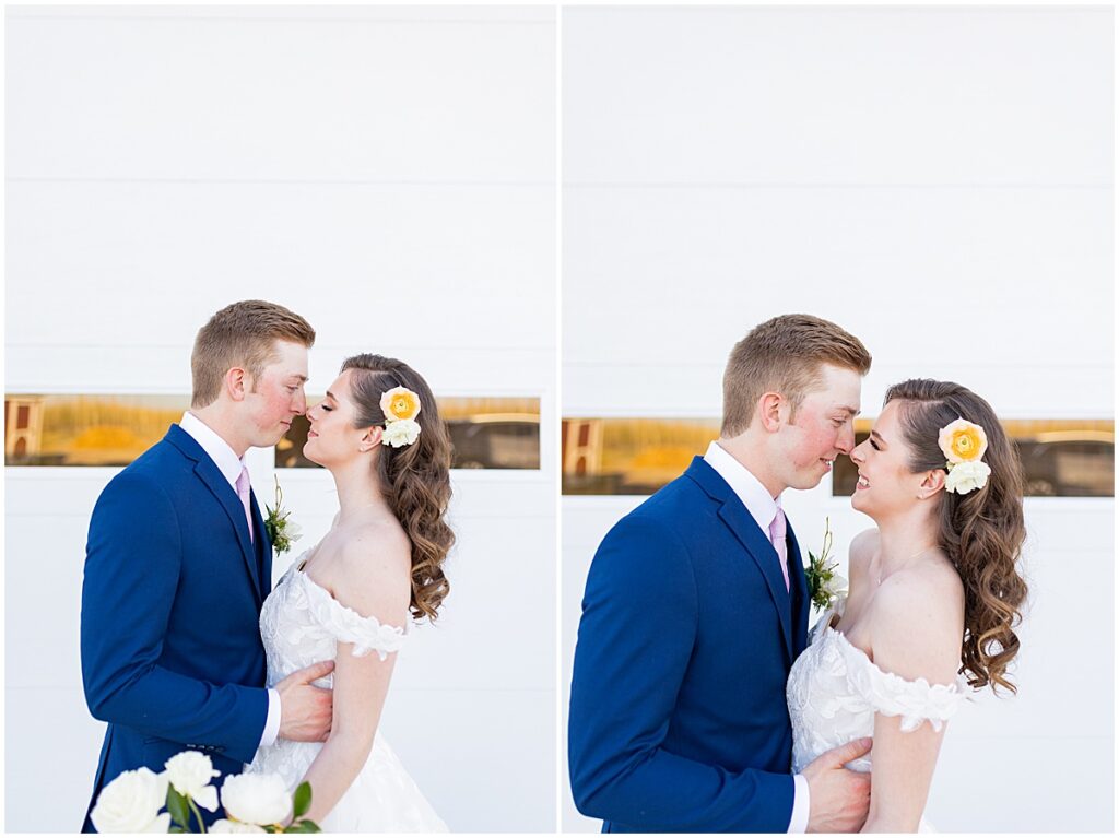 bride and groom facing each other in boise idaho photo by miranda renee photography