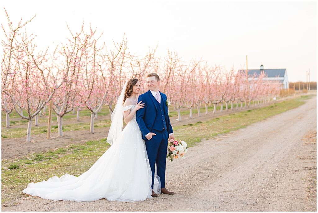 bride and groom at cherry hill farms