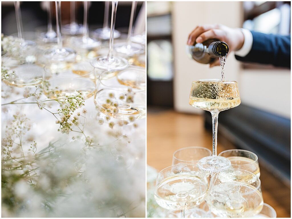 pouring the champagne tower, photos by Miranda renee photography