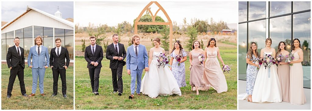 fun wedding party photos at magnolia cottage in emmett idaho