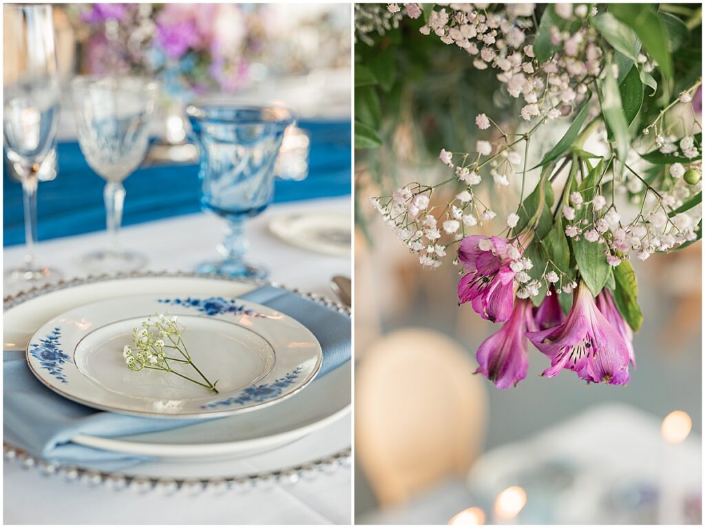 babys breath floral accents for wedding reception