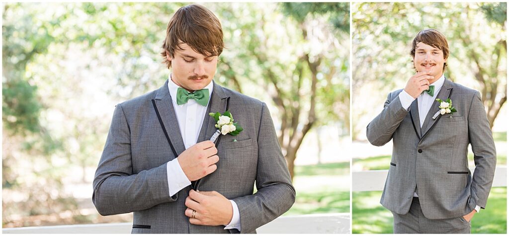 groom portraits on a sunny summer wedding