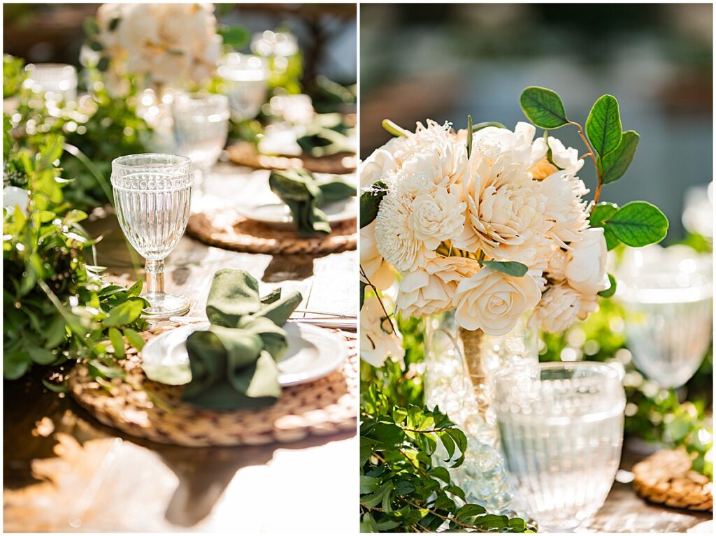 wooden flowers for wedding reception tables