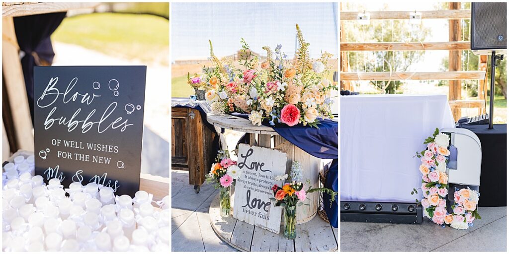wedding reception details at bissel creek meadows